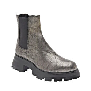 DKNY Sasha Lug Sole Chelsea Boot 6M Gunmetal Gray with Black Platform New NIB